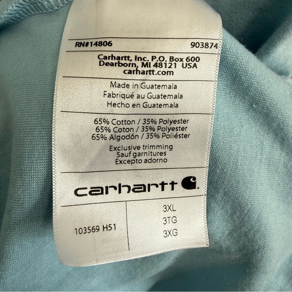 Carhartt Men's Force Relaxed Fit Light Blue Short Sleeve Pocket‎ Polo Shirt 3XL - Picture 4 of 6